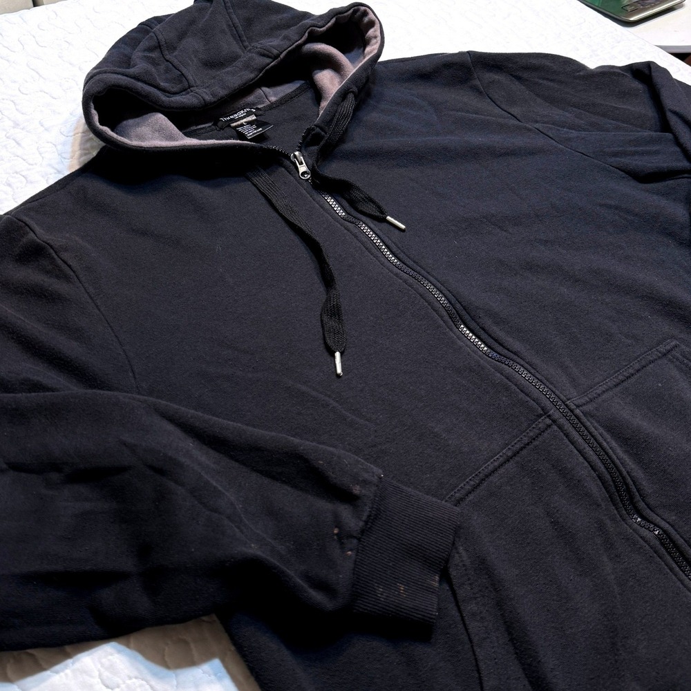 Men Large Full Zip Hoodie Black Cotton Blend SKATER ATHLEISURE FALL LOUNGE COZY